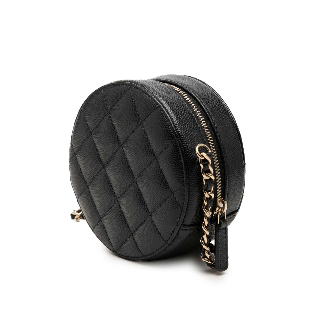 Pre-Loved Chanel CC Quilted Caviar Round Clutch With Chain - Picture 2 of 8